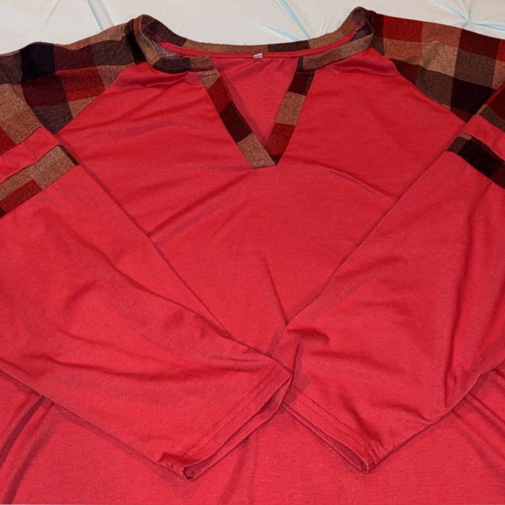 Burnt Orange Plaid Long Sleeve Shirt
